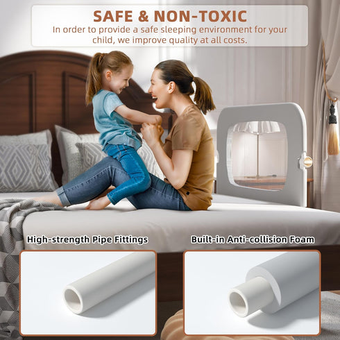 Bed Rail for Toddlers, Adjustable Foldable Guard for Kids, Height Adjustable Bed Rail for Twin, Full, Queen & King Beds