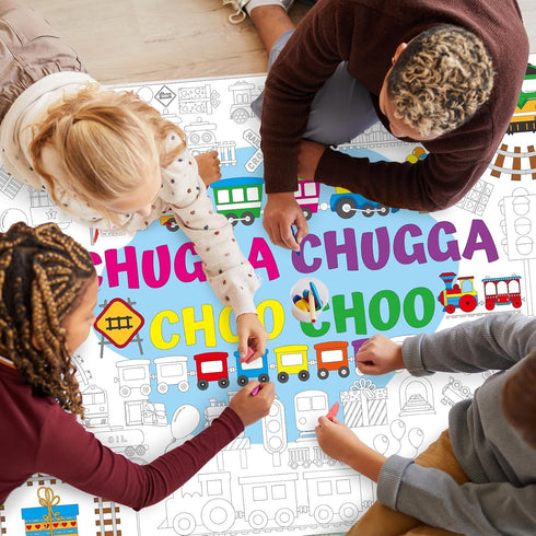 Train Giant Coloring Poster Train Party Favors Large Transportation Drawing Tablecloth DIY Art Drawing Coloring Mat
