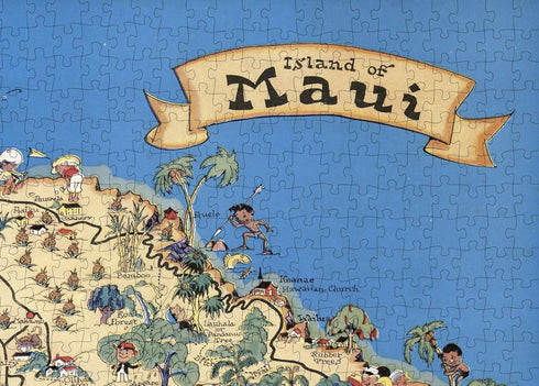1000 Piece Adult Jigsaw Puzzle - 1931 Island of Maui Hawaii, Hawaiian Islands