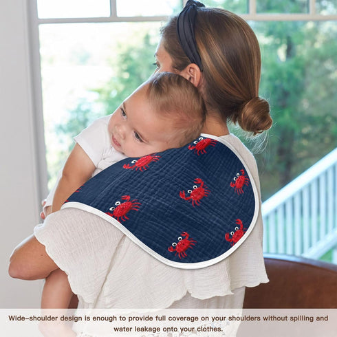 Mazeann 2 Pack Sea Cute Red Crabs Burp Cloths Baby Boys Girls Absorbent Soft Cotton Burping Cloths Rags