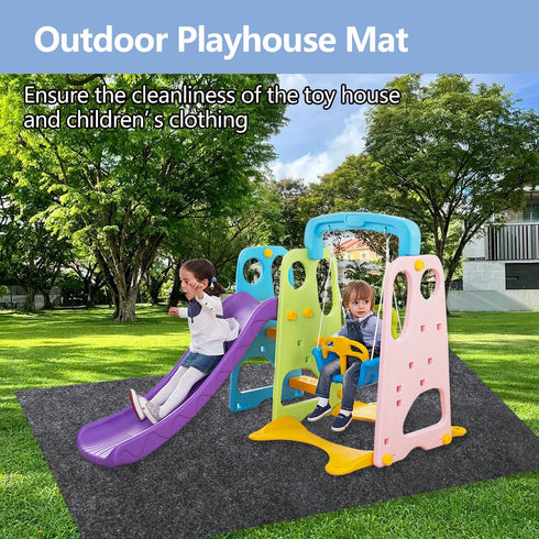 GRETJOB 71 Inches 55 Inches x Large Outdoor Playhouse Mat Outdoor Play Mat Non Slip Backing Playhouse Activity Pad Rug