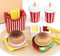 Pillowhale Wooden Play Food Set for Kids - 26 Pcs Hamburger Pretend