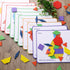LovesTown 150PCS Wooden Pattern Blocks, Geometric Shapes Tangram Puzzles for Kids with Educational Cards