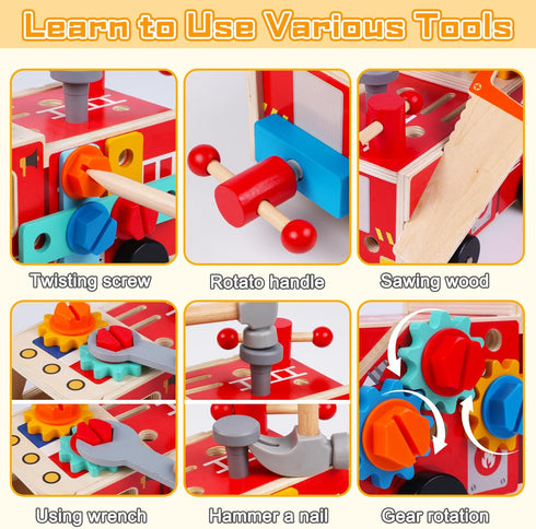 ALLABC 33 Set 2-4, 3, 2,3,4,5 Toddler Tool Kit - PCS Montessori Toddlers Tool Box, Kids Pretend Play Tools Age STEM