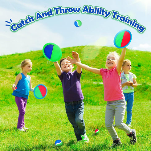 Charniol Kids Toss and Catch Game Set, 12 Paddles and 6 Balls for Outdoor Sports