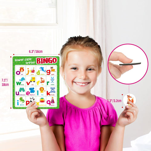 SpriteGru Alphabet Bingo Game - Uppercase/Lowercase/Number Bingo for Kindergarten & Preschool Kids
