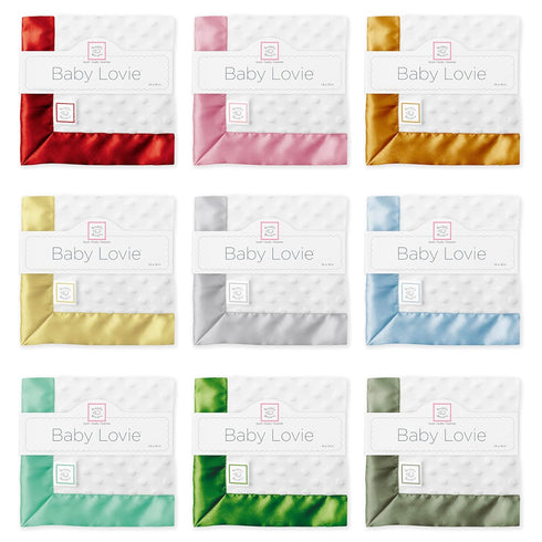 SwaddleDesigns Small Baby Lovie Security Blanket, Plush Dots with Satin Trim, Pastel Yellow