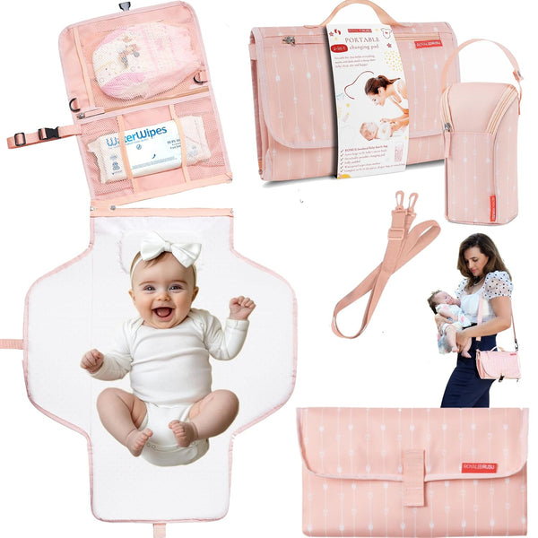 Premium Portable Diaper Changing Pad CPC Certified Waterproof 2-in-1 Diaper Clutch &