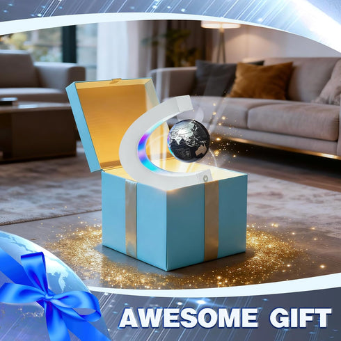Flagest Magnetic Levitating Globe with LED Light, C Frame Floating World Globe Lamp, Cool Gadgets for Men Boys