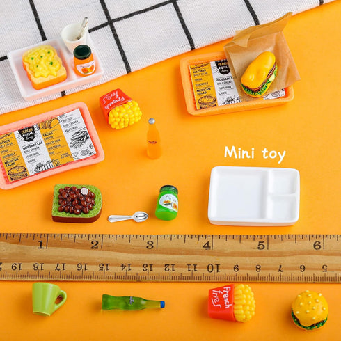 Miniature Tea Dollhouse Kitchen Accessories Set, Mini Food for Dollhouse Snacks, 22 Pieces Pretend Play Food Toys