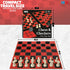Hi-Q 3-in-1 Set Chess, Checkers & Tic-Tac-Toe Game Double-Sided Folding Board Staunton Style Pieces & Interlocking