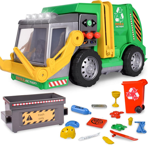 Maxx Action Large Motorized 19" Maxx Action Garbage Truck Toy Set with