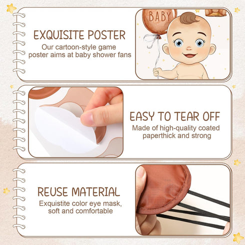 Faccito 24 Pin The Pacifier Baby Shower Games Bear Baby Shower Decorations Include Large Poster Stickers Blindfold Pin