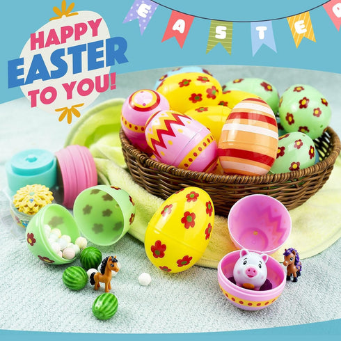 CJYGEGE 3 Inch 30 Pack Jumbo Plastic Easter Eggs - Premium Colorful Fillable Empty Easter Eggs Bulks for Easter Basket