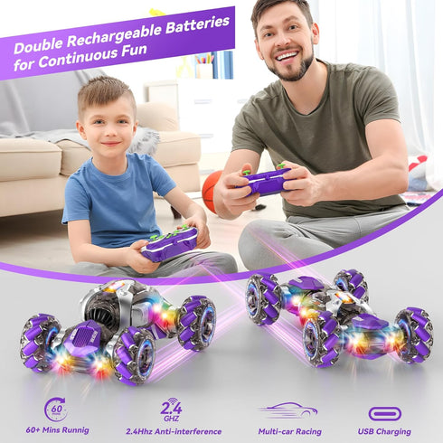 5-7 6-12 8 9 10 11 2.4Ghz 360 Nicella Gesture Sensing RC Stunt Car, Remote Control Cars Transformer Toys for Age Yr