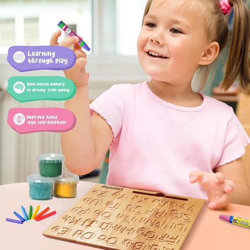 Montessori Wooden Alphabet Tracing Board, Educational Toy for Kids, Fine Motor Skills Development for Ages 3-5