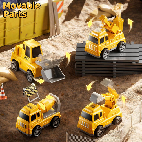 Set 1 2 3 4 5 6 7 8, Playset 2-4 4-7 Construction Truck Toys for Kids Aged Truck with Toy Car, Light and Sound, Movable