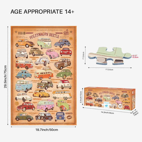 Vintage Cars Jigsaw Puzzles - 1000 Pieces by MOMIBOOK - 75x50cm (29.5"x19.7") Puzzle