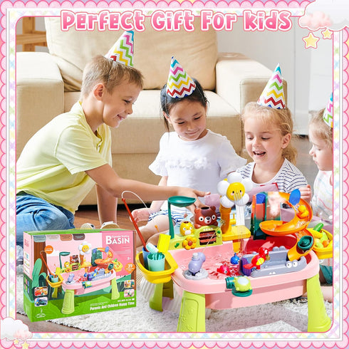 OLHKYN 2026 3+ Upgraded Toddler Sand Water Table Toy with Electric Water Pump, Kids Sand Water with Faucet/Play Food