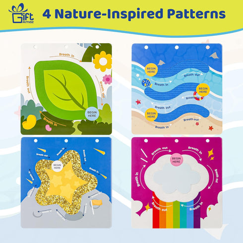 Multi-Sensory Mindful Maze Boards - Textured Sensory Calming Toys for Kids, Finger Path Breathing Board