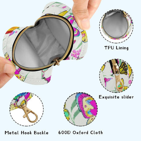 PYBUG Butterfly Round Pacifier Storage Case, Polyester & TPU Lined with Hook Buckle, Pacifier Container Box for Baby