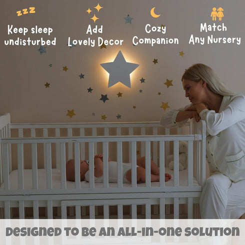106 Set Dimmable 90 KALEOLI Star Wall Night Light with Moon and Stars Wall Decals for Nursery Rechargeable & Crib