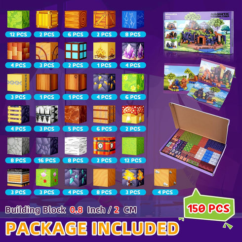 Minoskia 150 3-5 4-6 5-7 6-8 Magnetic Blocks, PCS Magnetic Building Blocks Sensory Toys for Year Old Boys Girls Easter