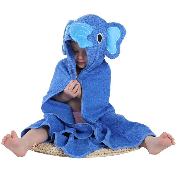 MICHLEY Animal Face Hooded Baby Towel Cotton Bathrobe for Boys Girls Blue 0-6 Year