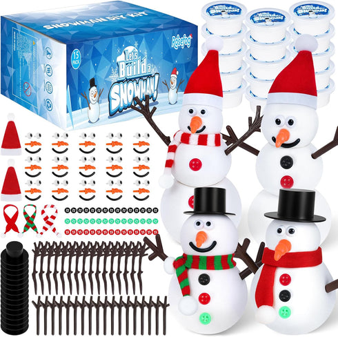 15 Pack Christmas Crafts Supplies, DIY Snowman Making Kit for Children, Christmas