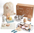 Toywoo Sets 3-6 Wooden Play Food for Kids, Pretend Play Kitchen Accessories with Shopping Bag, Cutting Toys, Gift
