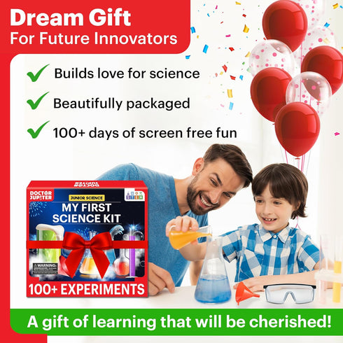 Doctor Jupiter My First Science Kit for Kids Ages 4-8, 100+ Experiments, Educational Birthday Gift Ideas for Boys &