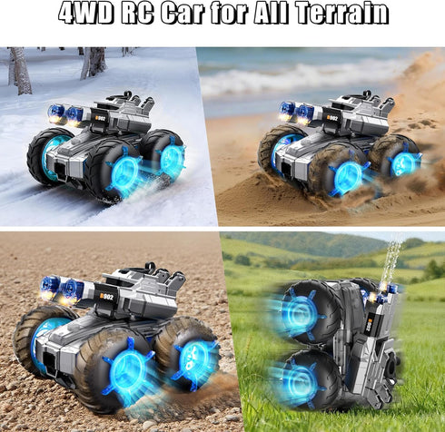 ZHYLLO 3-in-1 4WD 8 9 10 11 12 Remote Control Car RC Boat & Water Gun Amphibious Remote Control Car All-Terrain RC Cars