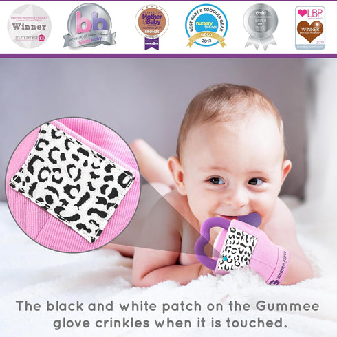 Gummee 6 Glove Baby Teething Mitten Months + Premium Quality Detachable Teether Ring and Travel Bag - Turquoise