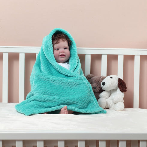 CREVENT 30''X40'' Soft Cozy Warm Baby Blankets - Solid Color for Boys Girls, All Season Use, Newborn Essentials (Wave