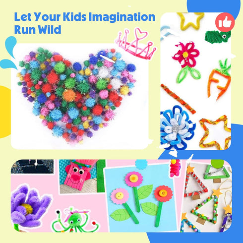 1400+ Set, 3 4-8, 8-12, SMILESSKIDDO Arts Craft Supplies for Kids - PCS Toddler DIY Craft Art Supply Portable Layered
