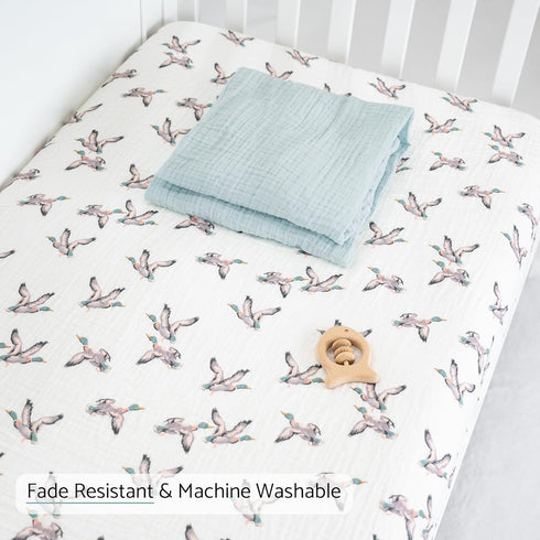 2 Pack, 52 28 inches 100% LollyBanks Muslin Crib Sheets Soft and Breathable Baby Crib Sheets for Standard x Mattress