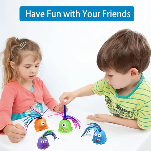 6PCS Light up Pulling Hair Screaming Monster - Flashing Hair-Pulling Anti Anxiety Toy for Kids and Adults Stress Relief