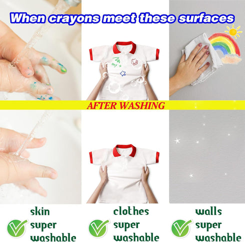 24 Pack 8 1-3 4-8, WOSWEL Super Washable Jumbo Crayons Bulk, Crayons with Bright Colors, Non-Toxic Easy-Grip