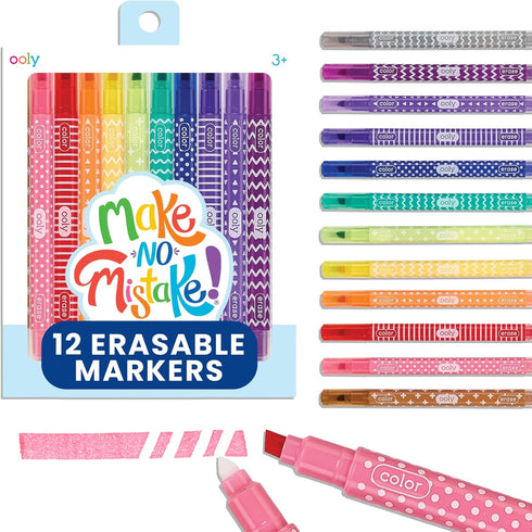 Ooly Make No Mistake Erasable Markers, 12 Stress and Mess Free Marker