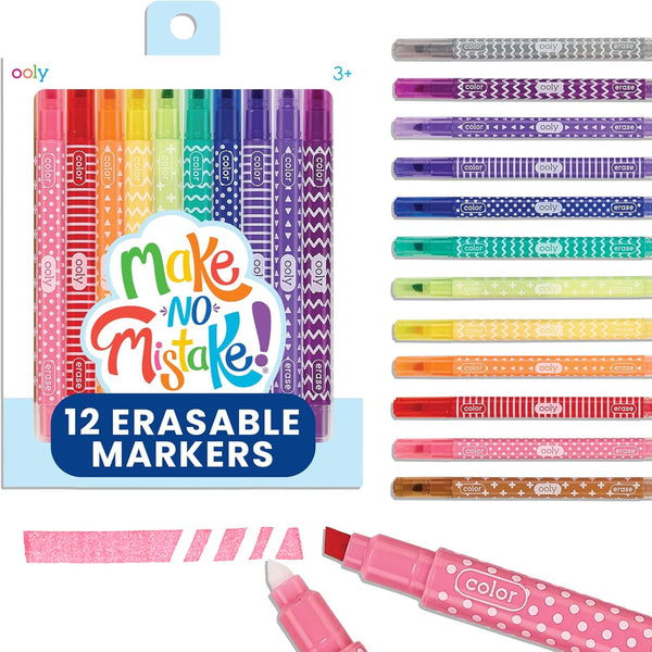 Ooly Make No Mistake Erasable Markers, 12 Stress and Mess Free Marker