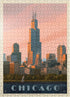 MyPuzzle Chicago Skyline - Lake Michigan Vintage Poster, Premium 500 Piece Jigsaw Puzzle for Adults