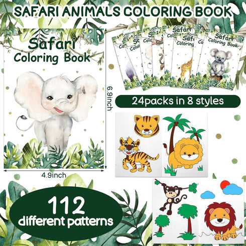 Honoson 24 4-8 Pcs Kids Coloring Books Bulk Animal Coloring Books Safari Jungle Party Favor for Kids Age Mini DIY