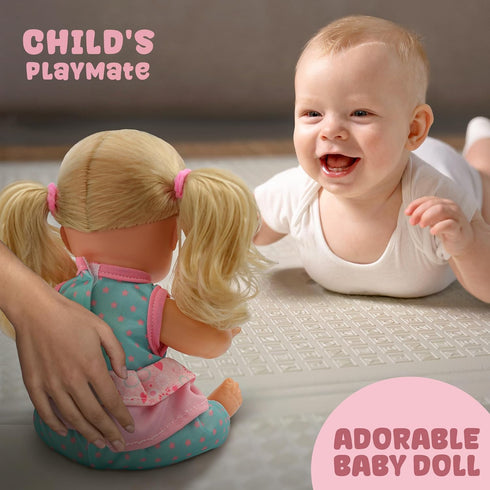 12 inch 12 SMILESSKIDDO Baby Doll, Interactive Talking Doll with Hair, Bottle, Soft Vinyl Body and Other Accessories