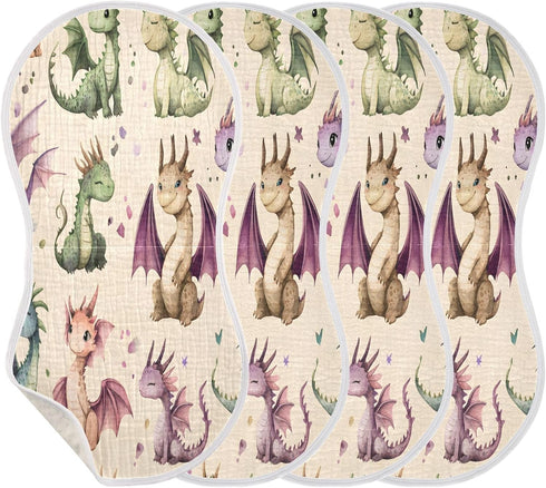 YETTASBIN Watercolor Dragon Muslin Baby Burp Cloth, Super Soft Absorbent Cotton Burp Rag Baby Bibs Feeding Cloth