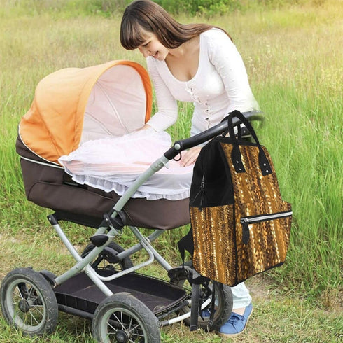 FHEDVBN Backpack Mummy Backpacks Daypack Gold Sequin Sparkle Diaper Bag for Women Multifunction Waterproof for Mom Dad