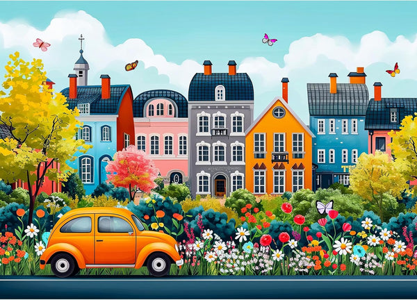 1000 Piece Puzzle for Adults, Small Town Scenery Jigsaw Puzzle, Impossible Puzzles