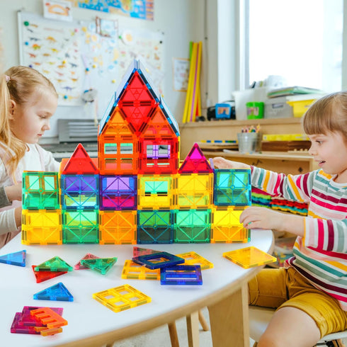 Gemmicc 126 Set 2 Magnetic Tiles, PCS + Storage Case, STEM Building Blocks Magnet Toys for Kids,Educational Building