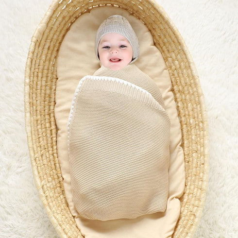 mimixiong Cotton Baby Blanket for Nursery Swaddling - Gender Neutral Shower Gift Registry for Baby Camel 40 x 30 Inch