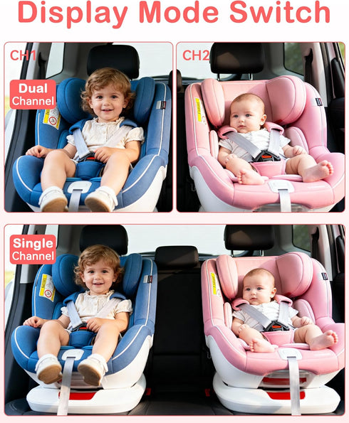 Wkzay 1080P 2-Kids: 6.9 Inch 2 5-Mins 360 HD Dual Baby Car Camera for Split Display with Night Vision Carseat Cameras