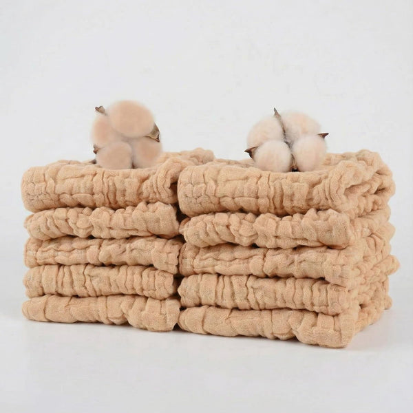 Daxue 10 Pcs Baby Muslin Washcloths 100% Natural Cotton Unbleached, Extra Soft Baby
